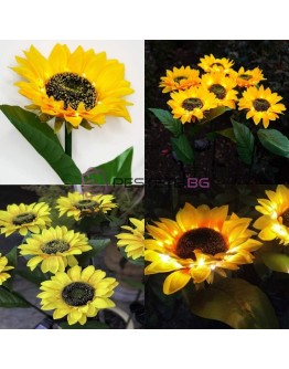 Градинска LED лампа Слънчоглед със соларен панел водоустойчива 8 светодиода